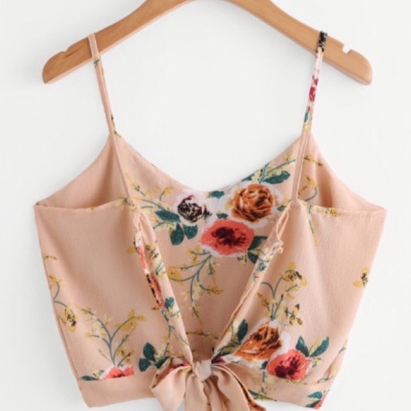NEW Cream Floral Crop Top - Picture 5 of 7